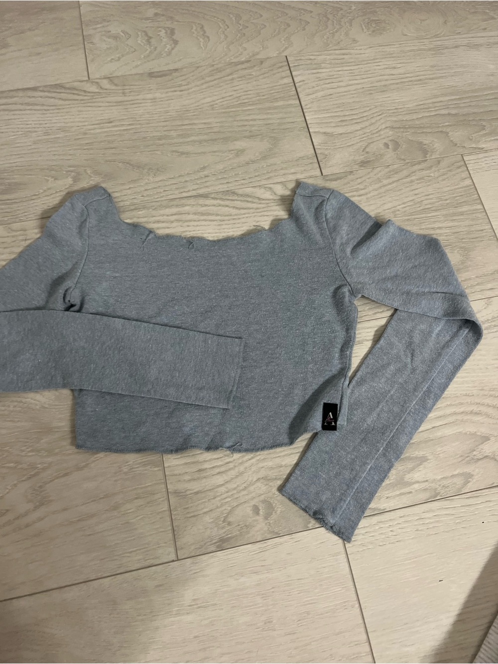 Aluvie warm up top light gray/blue Ribbed Long Sleeve Crop Top